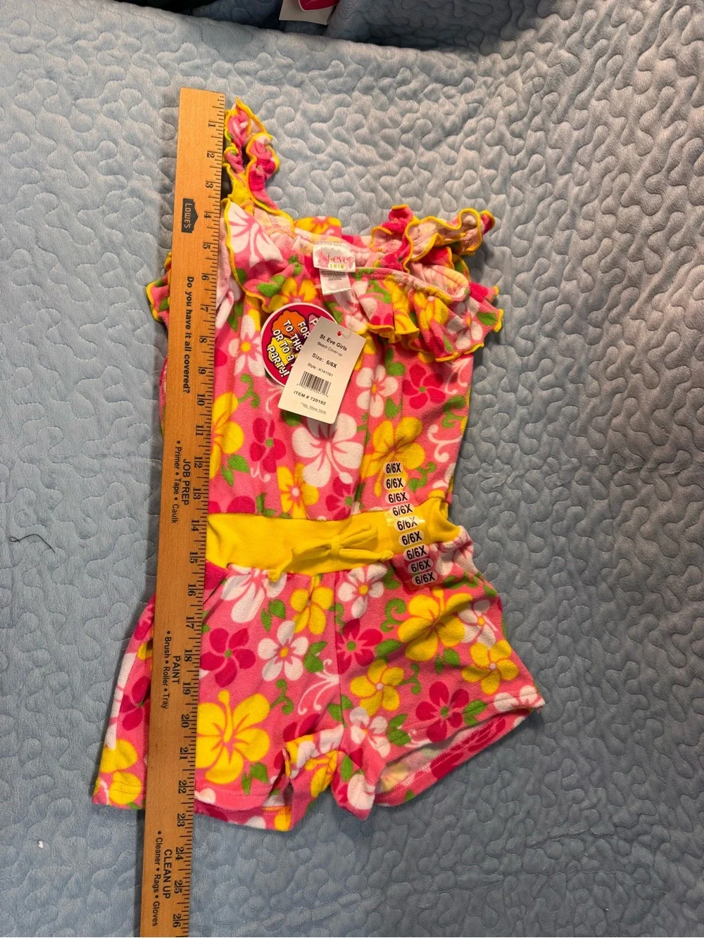 Girls' Pink & Yellow Floral Swim Coverup Romper